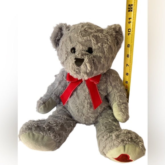 Walgreens Gray Teddy Bear Red Bow & Heart on Foot 13" Stuffed Animal Plush HTF. - Picture 9 of 11